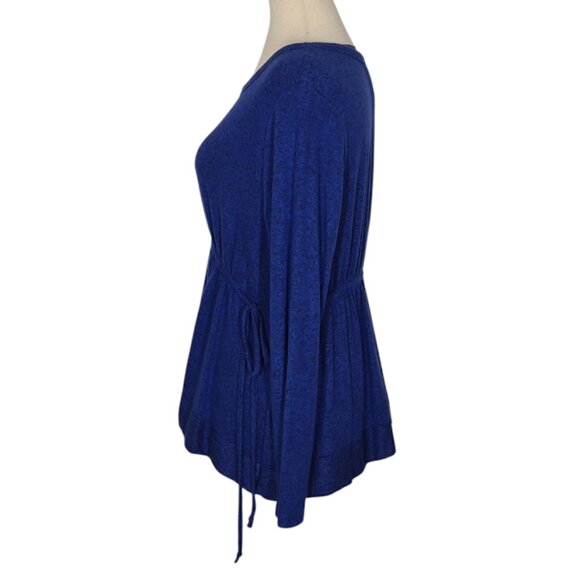 CASLON Blue Long Sleeve Peplum Top Size XS – Soft Knit Adjustable Waist blouse - Picture 6 of 13